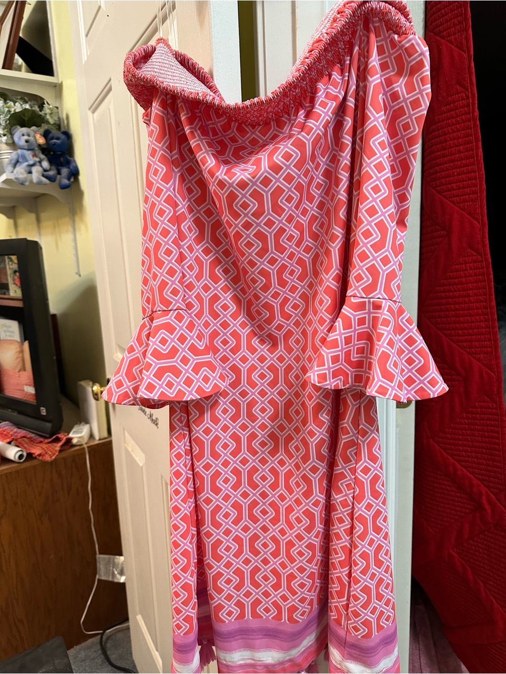 Cabana Life Pink & Coral Off shoulder Dress